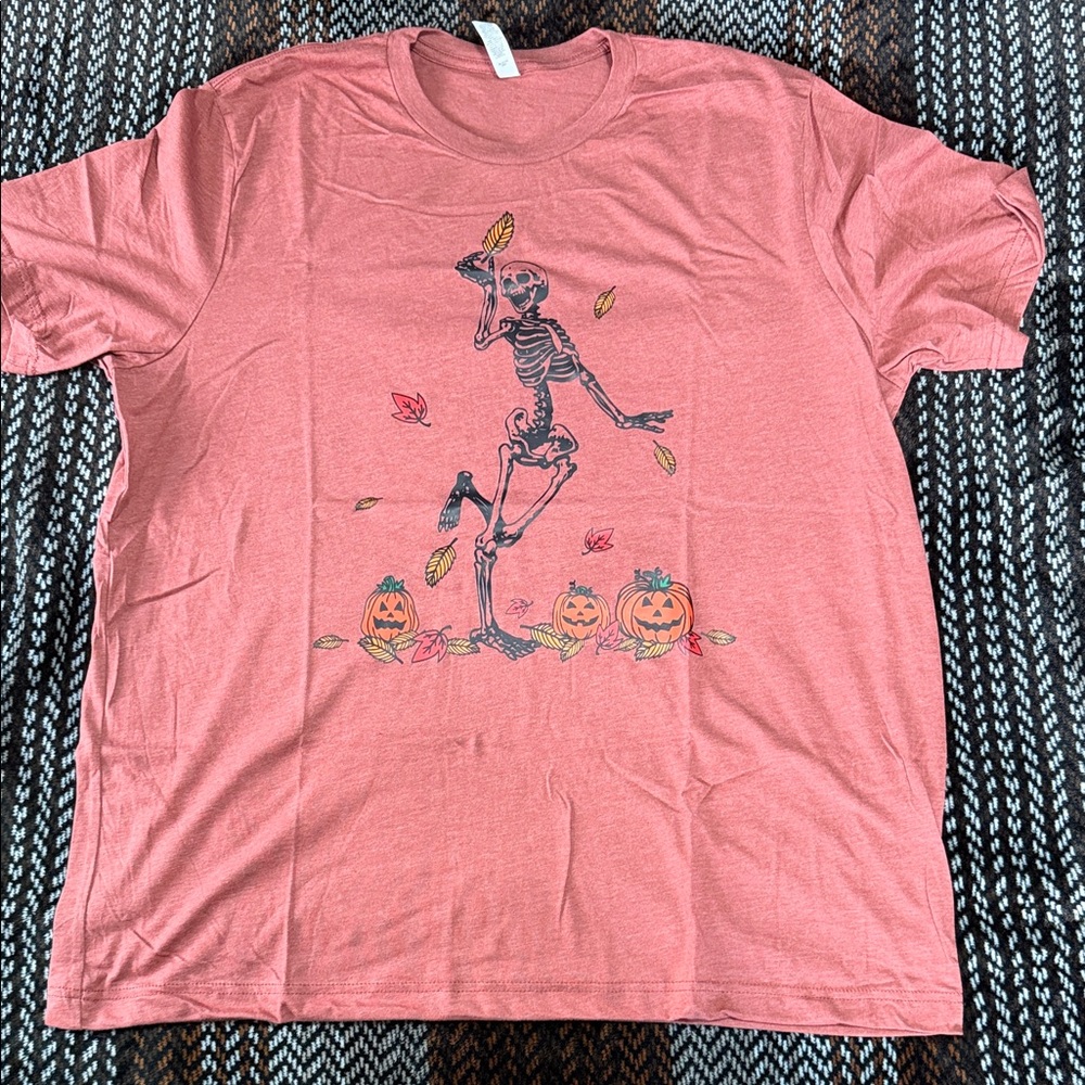 Rust Colored Skeleton Halloween T-Shirt